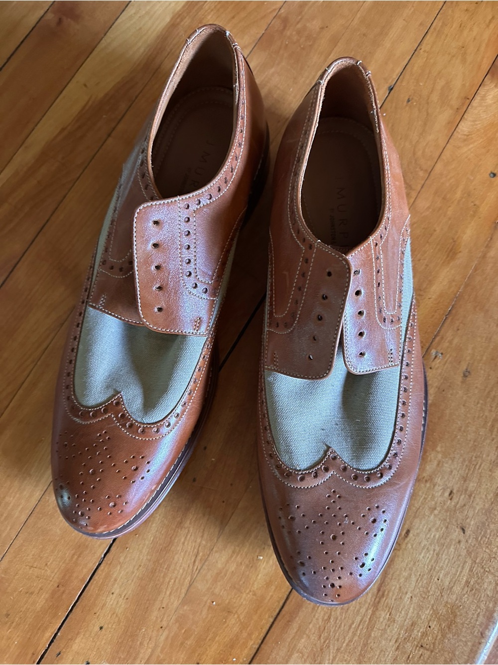 Johnston & Murphy Classic Men’s Two-Tone Brown Wingtip Dress Shoes Size 10 1/2